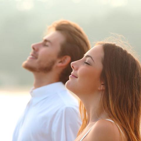 Couple breathing fresh air